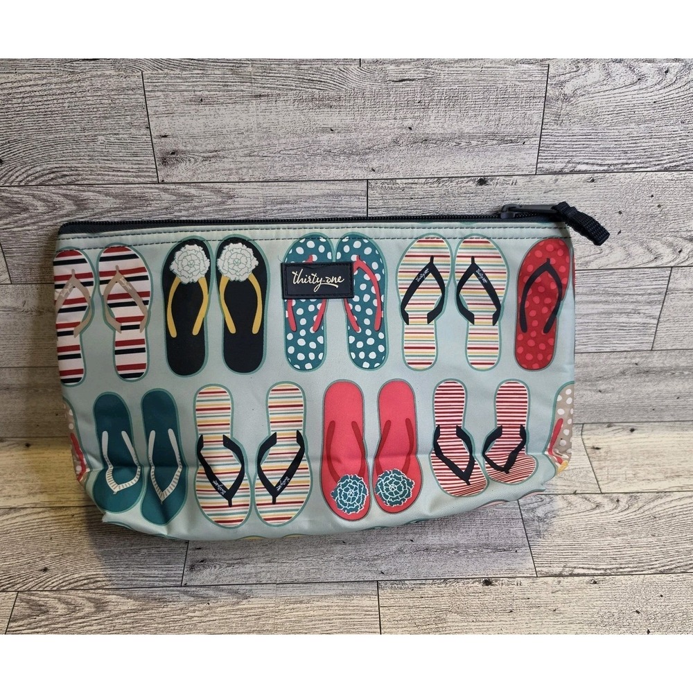 Thirty-One Thermal Pouch Bag Flip Flops Insulated Zip Close Summer Beach